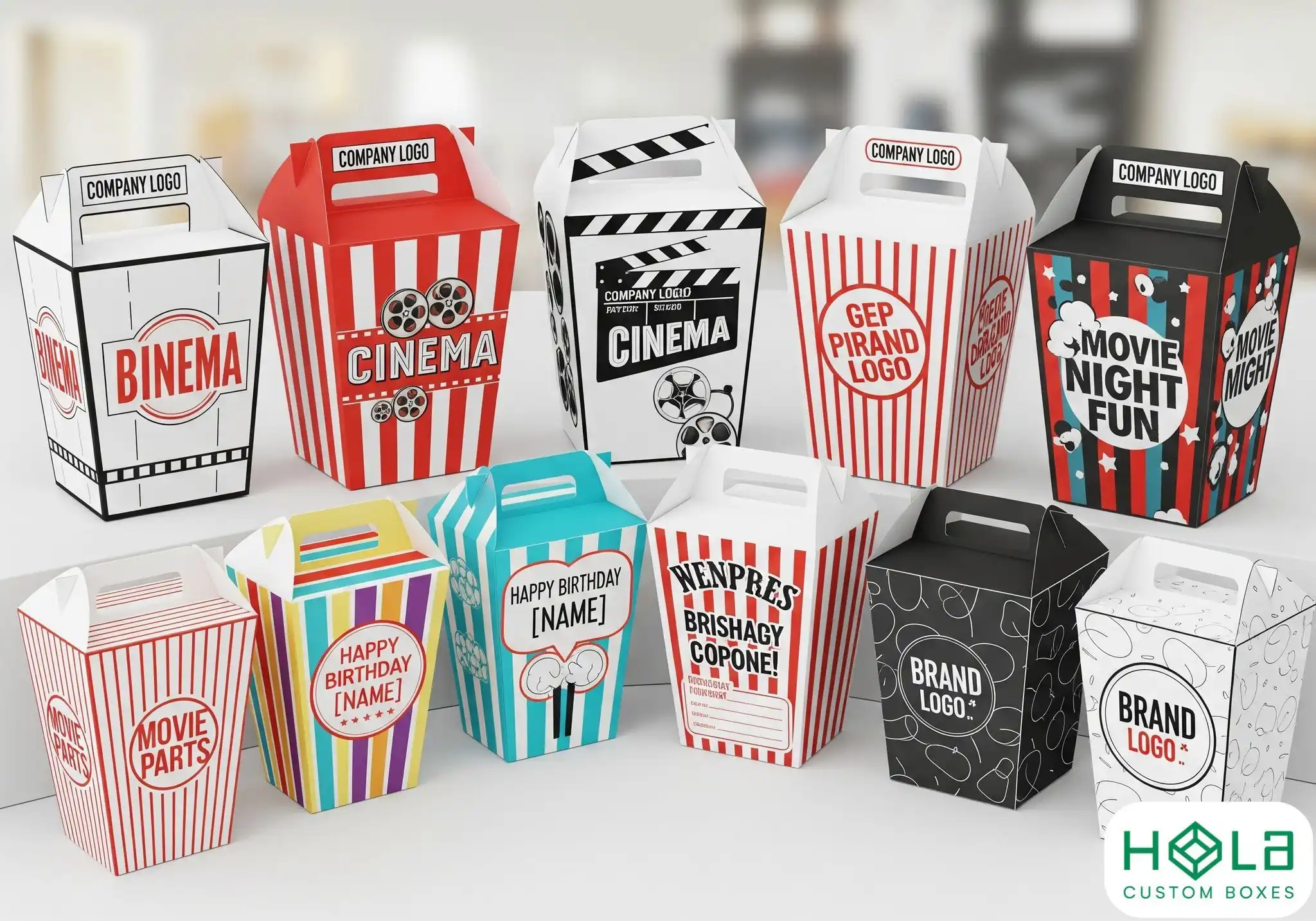 popcorn boxes with logo